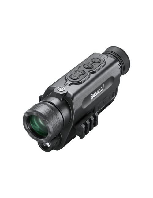 Monocular Bushnell Equinox X650 5x32 sobre fondo natural, demostrando su capacidad para la visión nocturna y diurna