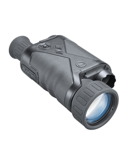 Monocular de visión nocturna Bushnell Equinox Z2 destacándose en un entorno oscuro, símbolo de tecnología avanzada y exploración nocturna.
