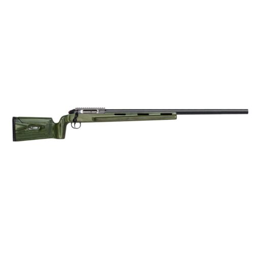 Rifle Victrix Target X en calibres .308, 6.5 Creedmoor y 6.5x47 Lapua con culata de madera laminada y acabado negro mate, listo para competición.