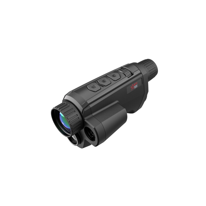 Visor AGM Fuzion LRF TM35-384 en primer plano, mostrando su diseño ergonómico y botones de control accesibles.